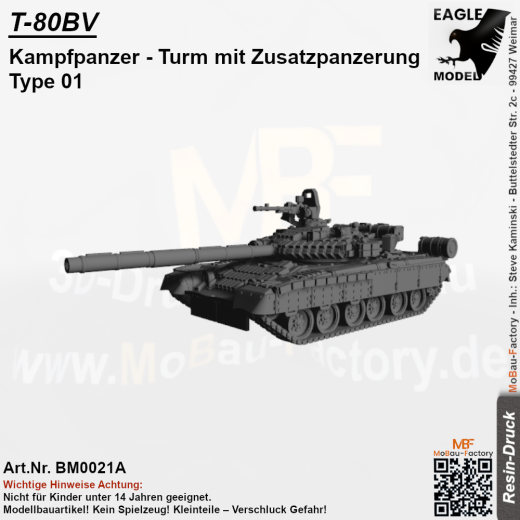T-80BV Kampfpanzer Turm mit Zusatzpanzerung Type 01