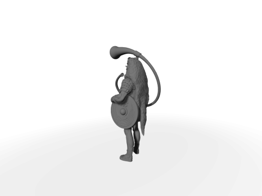 Römischer Cornicen I Militärmusiker und Signalgeber ​​​​​​​mit ein halbkreisförmigen Horn