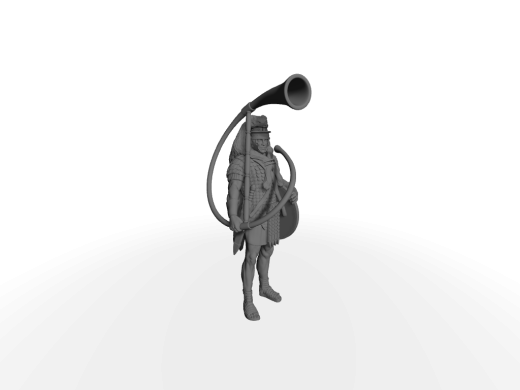 Römischer Cornicen I Militärmusiker und Signalgeber ​​​​​​​mit ein halbkreisförmigen Horn