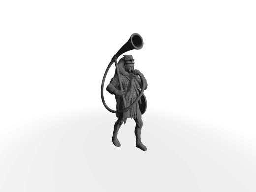 Römischer Cornicen II Militärmusiker und Signalgeber mit ein halbkreisförmigen Horn