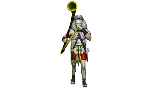 Römischer Cornicen II Militärmusiker und Signalgeber mit ein halbkreisförmigen Horn