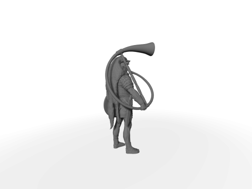 Römischer Cornicen I Militärmusiker und Signalgeber ​​​​​​​mit ein halbkreisförmigen Horn